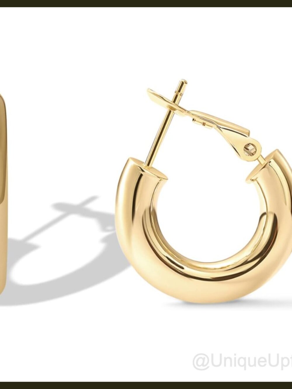 14K Gold Plated Chunky Hoop Earrings Women's Everyday Huggie